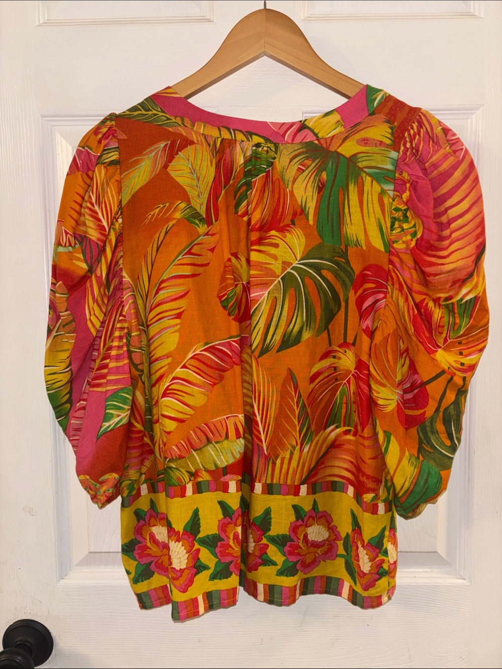 RACHEL Rachel Roy Orange Tunic with Pink and Green Tropical Print - Picture 7 of 8